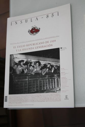 Portada del libro de Ínsula, 851. El exilio republicano de 1939 y la segunda generación. Noviembre 2017.