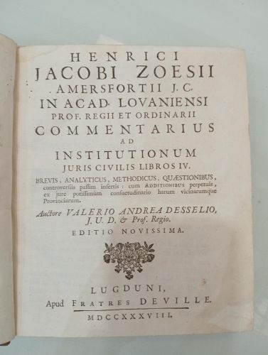 Portada del libro de Commentarius ad institutionum juris civilis 