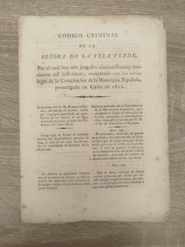 Portada del libro de Código criminal de la Señora de la Vela Verde [Inquisición]