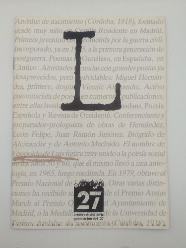 Portada del libro de Cuaderno dedicado a Leopoldo de Luis