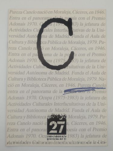Portada del libro de Cuaderno dedicado a Pureza Canelo