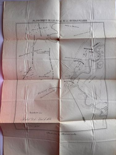 Portada del libro de Plano-croquis de las minas de la Sociedad Pizarro. Distrito de Plasenzuela