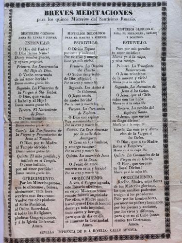 Portada del libro de Breves meditaciones para los quince Misterios del Santísimo Rosario[Sevilla]