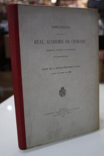 Portada del libro de Discursos leídos ante la Real Academia de Ciencias Exactas, Físicas y Naturales.