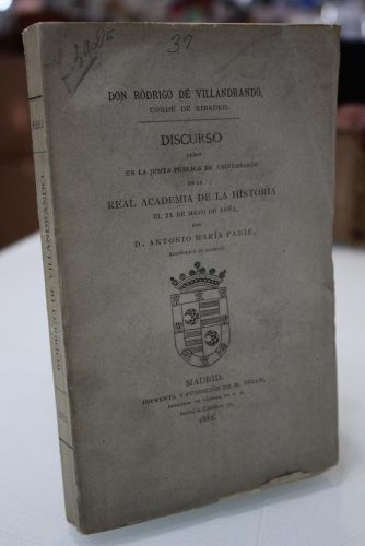 Portada del libro de Don Rodrigo de Villandrando, conde de Ribadeo. Discurso leído en la junta pública de aniversario de...
