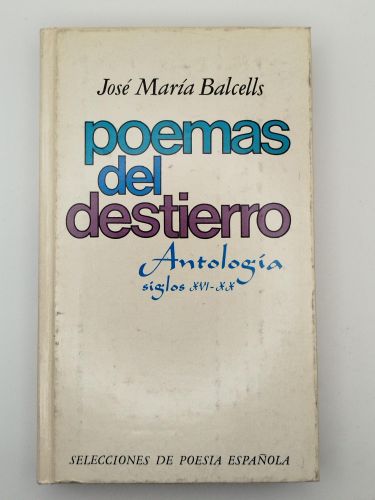 Portada del libro de Poemas del destierro. Antología Siglos XVI-XX