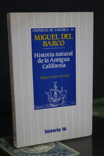 Portada del libro de Historia natural de la Antigua California.- Barco, Miguel del.