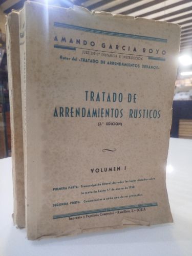 Portada del libro de Tratado de Arrendamientos Rústicos. Volumen I y Volumen II