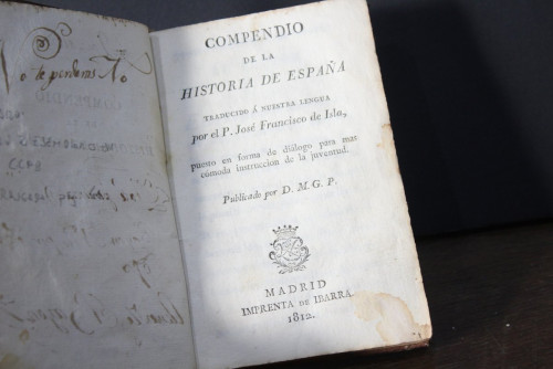 Portada del libro de (Ibarra 1812. Raro compendio de Historia del Padre Isla) Compendio de la Historia de España, traducido...