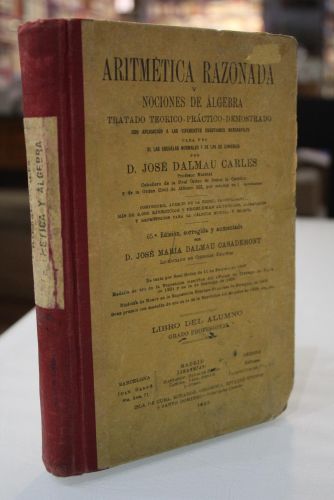 Portada del libro de Aritmética razonada y nociones de álgebra. Tratado teórico-práctico-demostrado. Libro del alumno. Grado...