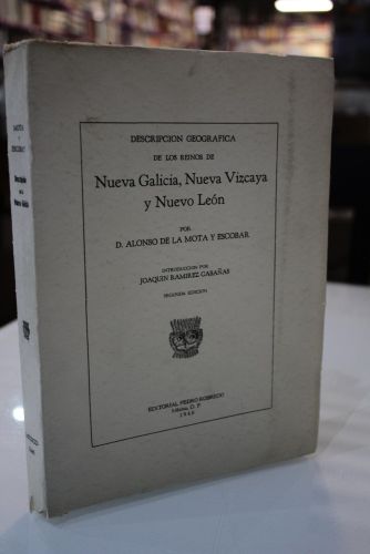Portada del libro de Descripción Geográfica de los Reinos de Nueva Galicia, Nueva Vizcaya y Nuevo León.