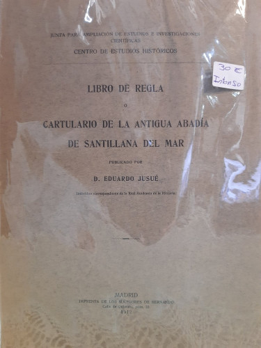 Portada del libro de Libro de Regla o Cartulario de la Antigua Abadía de Santillana del mar.