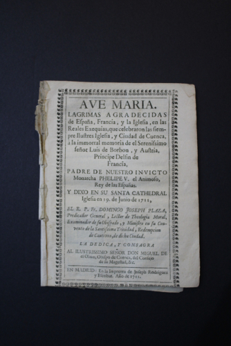 Portada del libro de (Cuenca) Ave María. Lágrimas agradecidas de España, Francia y la Iglesia en las Reales Exequias que...